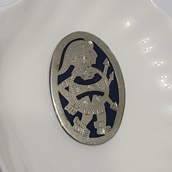 Vintage Boho Sterling Silver Lapis Lazuli Inlay Aztec Tribal Pendant Brooch Pin - Picture 7 of 9